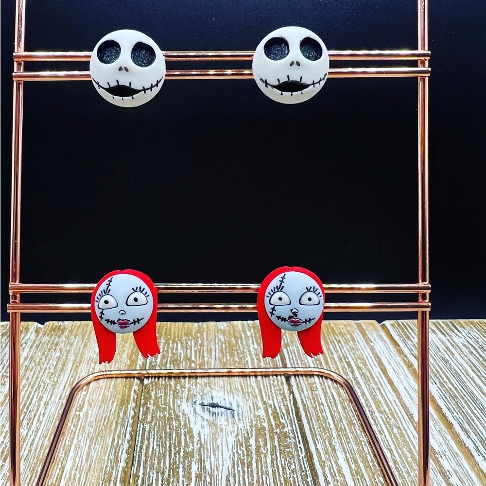 Jack & Sally Nightmare Before Christmas stud earrings.